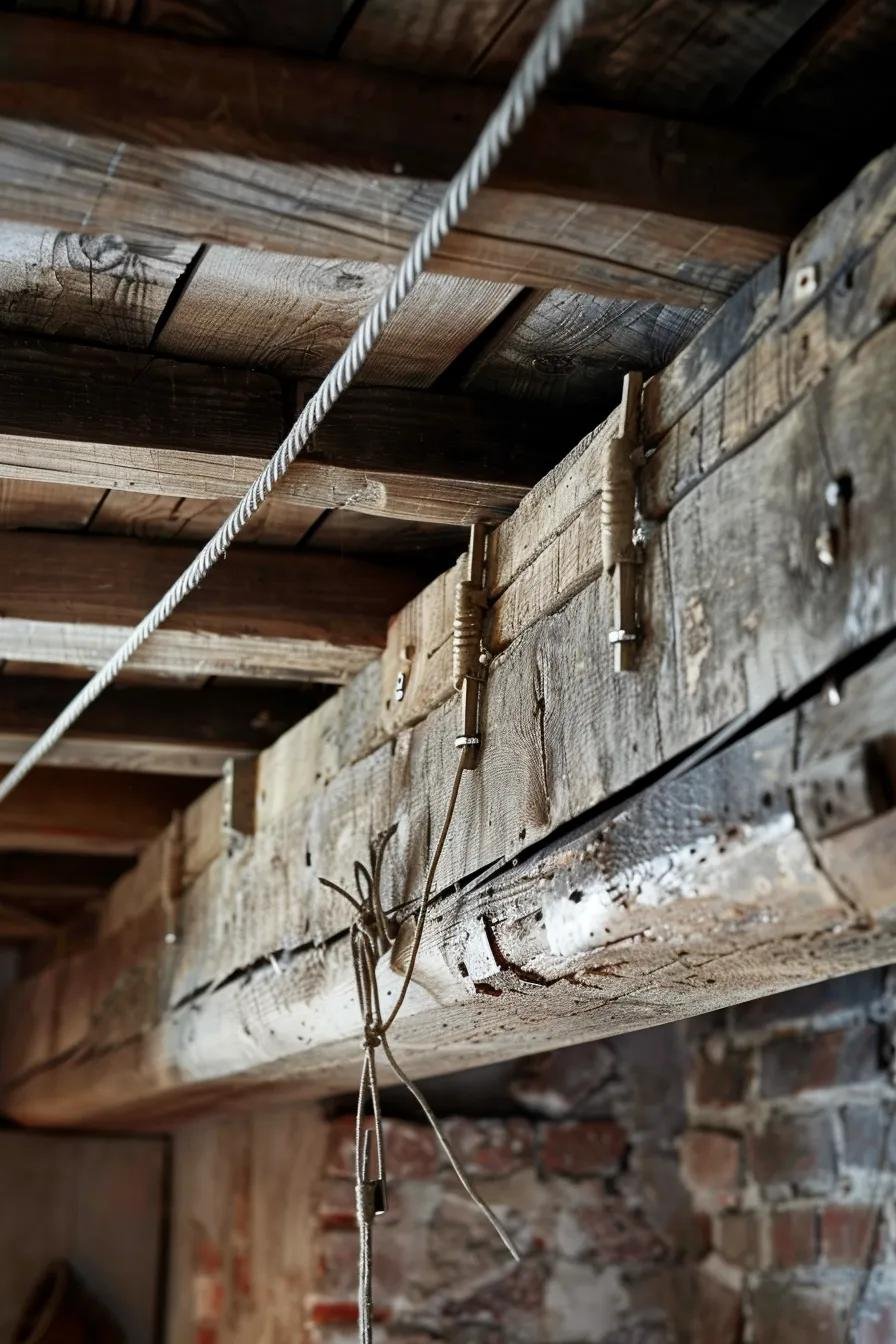 Electrical cables neatly clipped along joists in a loft space