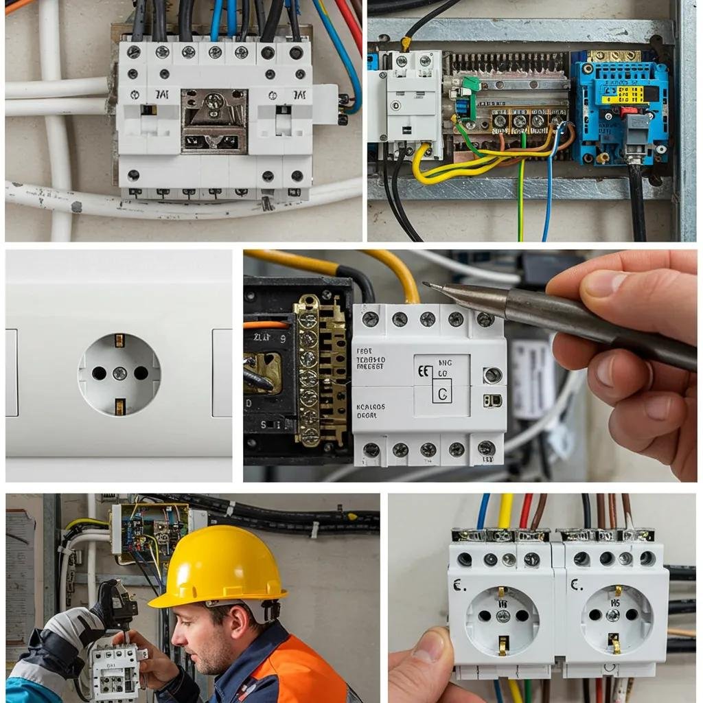 Emergency electrician inspecting wiring in a residential property during a service call