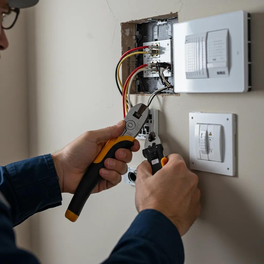 Local electrician installing smart home devices, highlighting hands-on integration work