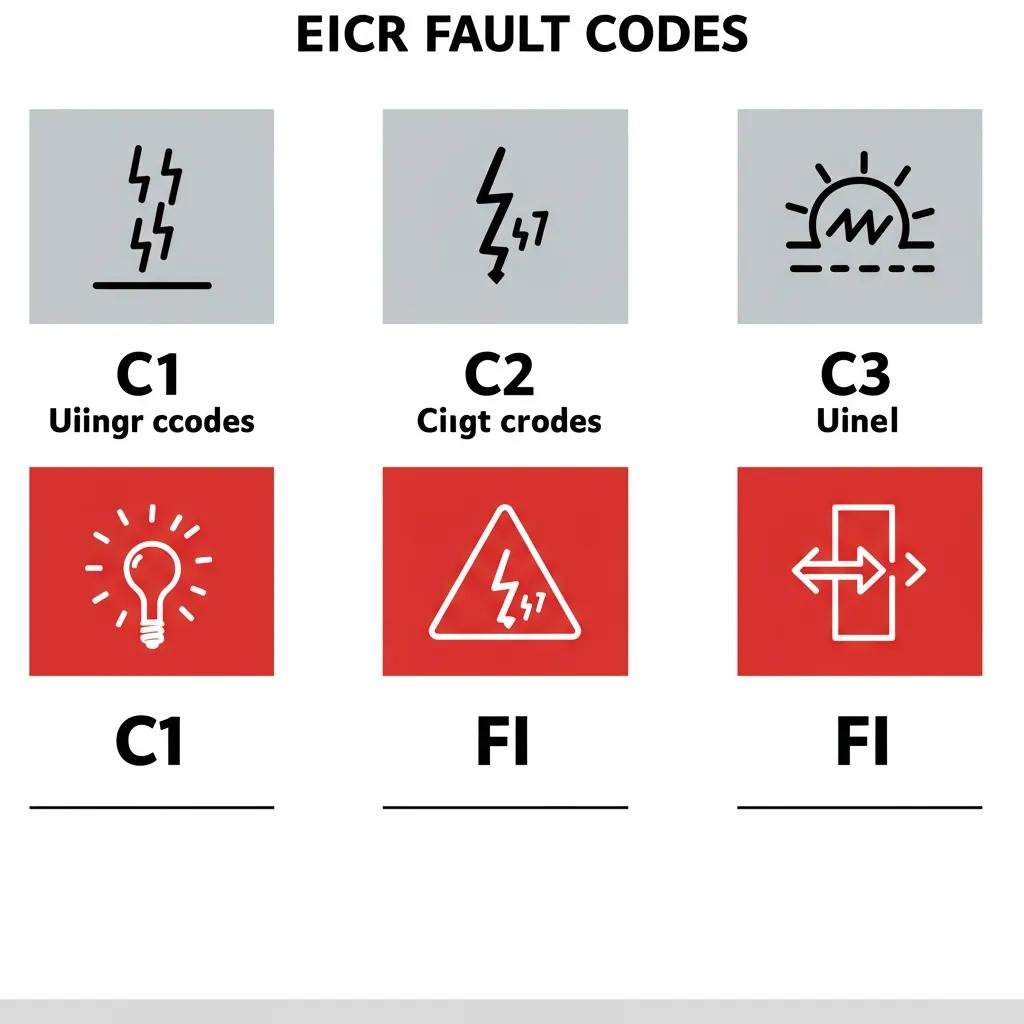 Visual chart showing EICR fault codes C1, C2, C3, and FI with the urgency and required actions for each