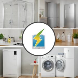 Collage of high-energy-consuming appliances in a home environment