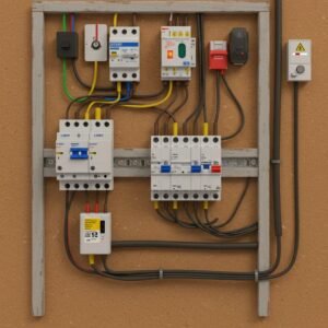 Home electrical system components illustrating safety and compliance with electrical fault codes