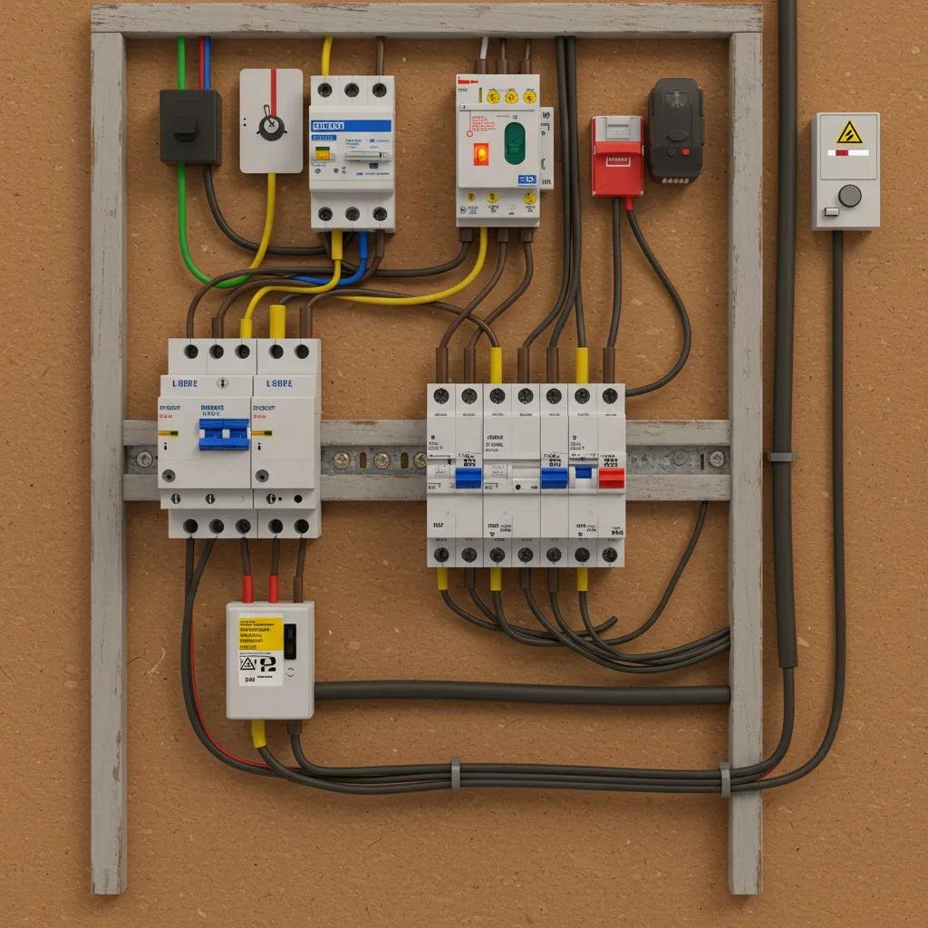 Home electrical system components illustrating safety and compliance with electrical fault codes