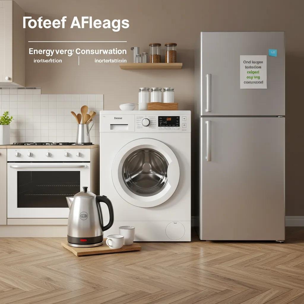 Household appliances in a modern kitchen showcasing energy consumption features