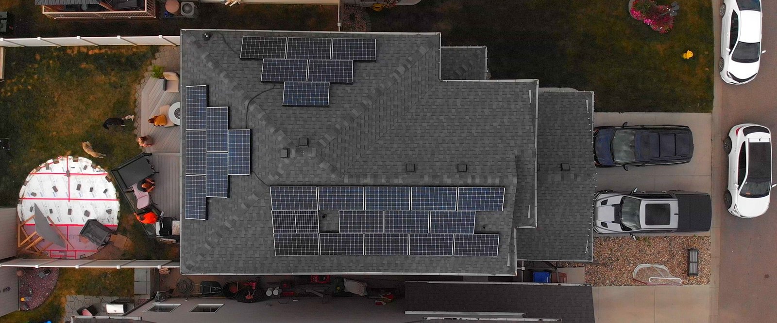 Aerial view of a 6kWp solar installation on an Aberdeen detached home