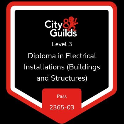 City and Guilds Level 3 Diploma 2365-03 in electrical installations, held by Faithful Spark Electricians