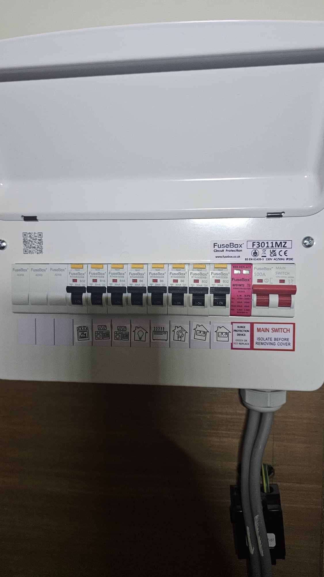 Eight-circuit FuseBox F3011MZ RCBO consumer unit installation at an Aberdeen property