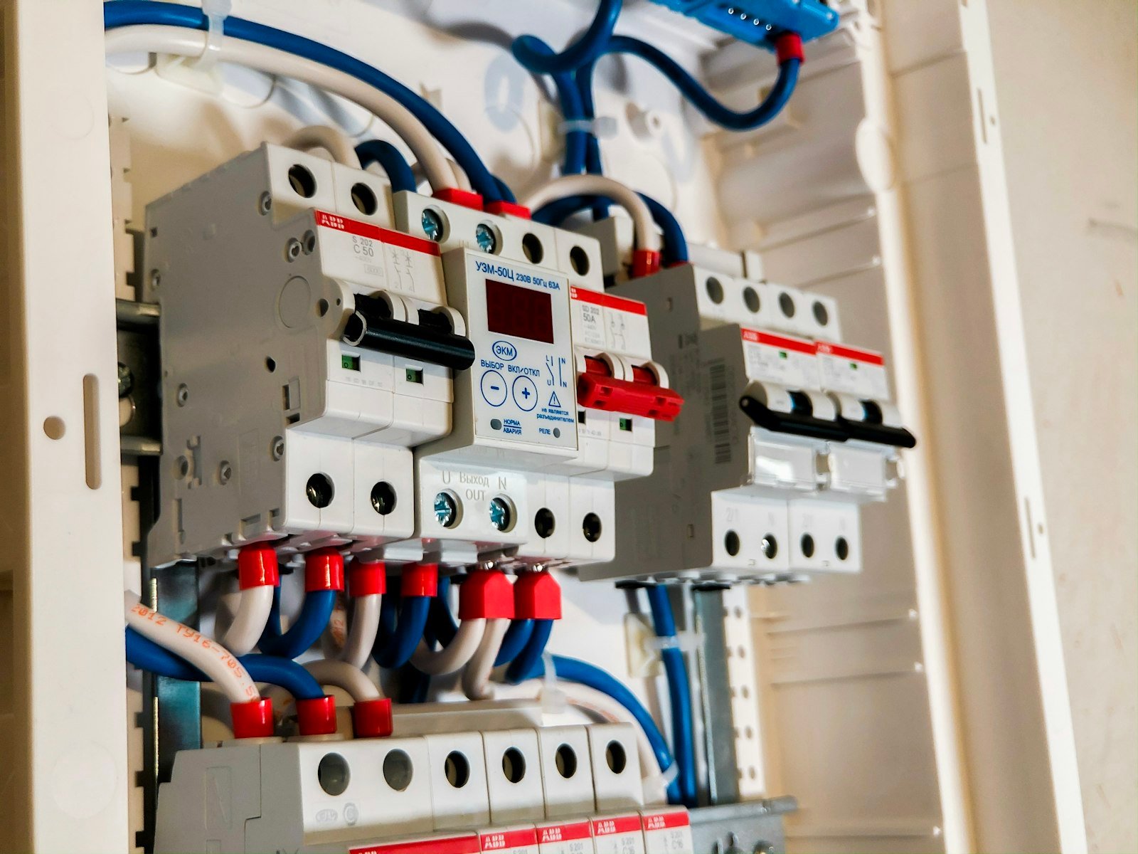 Consumer unit mcb rcbo closeup in Kingswells