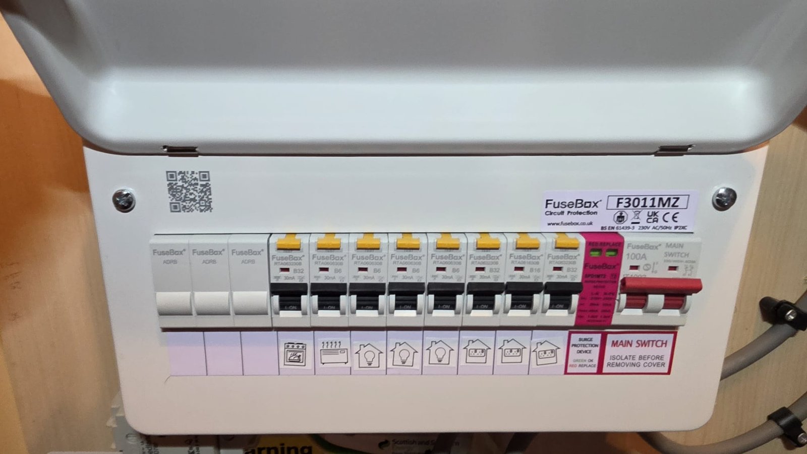 Eight-way FuseBox F3011MZ RCBO consumer unit replacement at an Aberdeen property