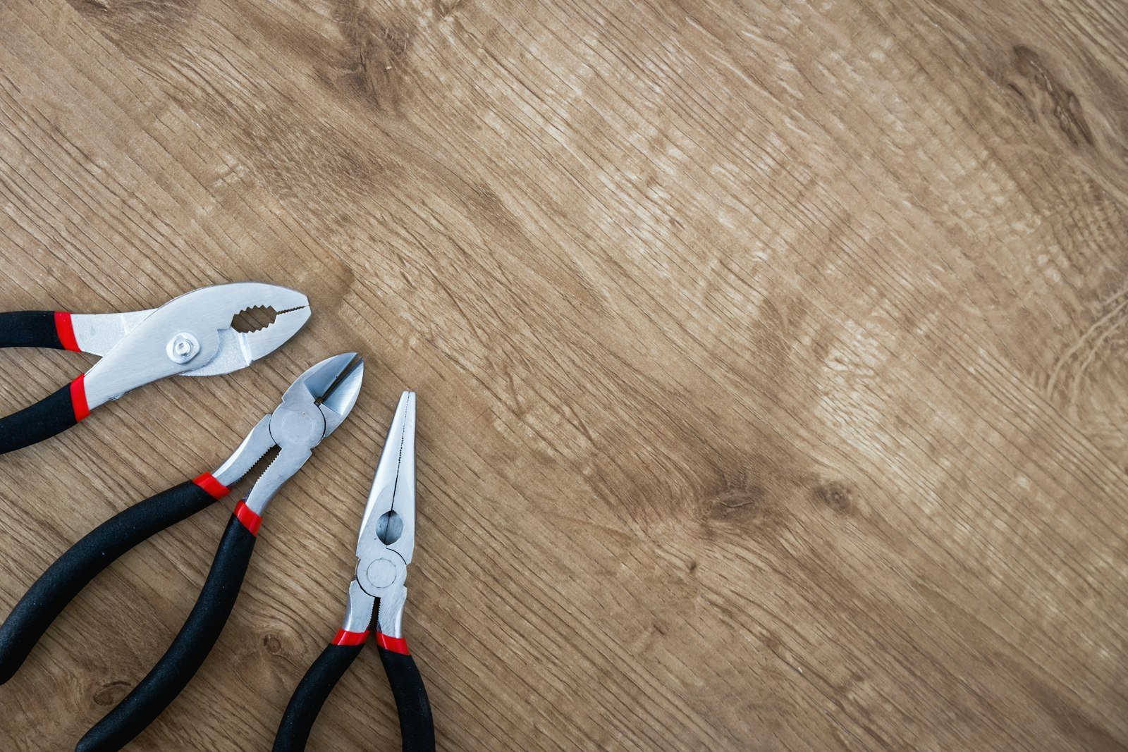 Electrician pliers tools on workbench in Kingswells
