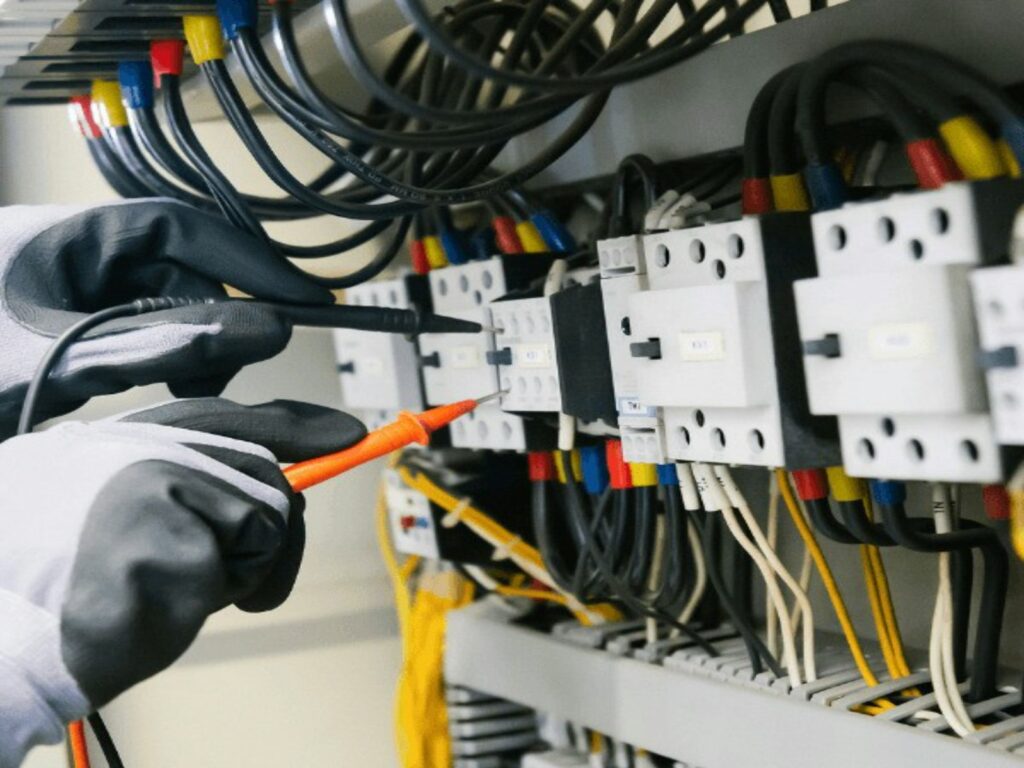 How long does an EICR take, electrician testing circuits during an EICR in Aberdeen