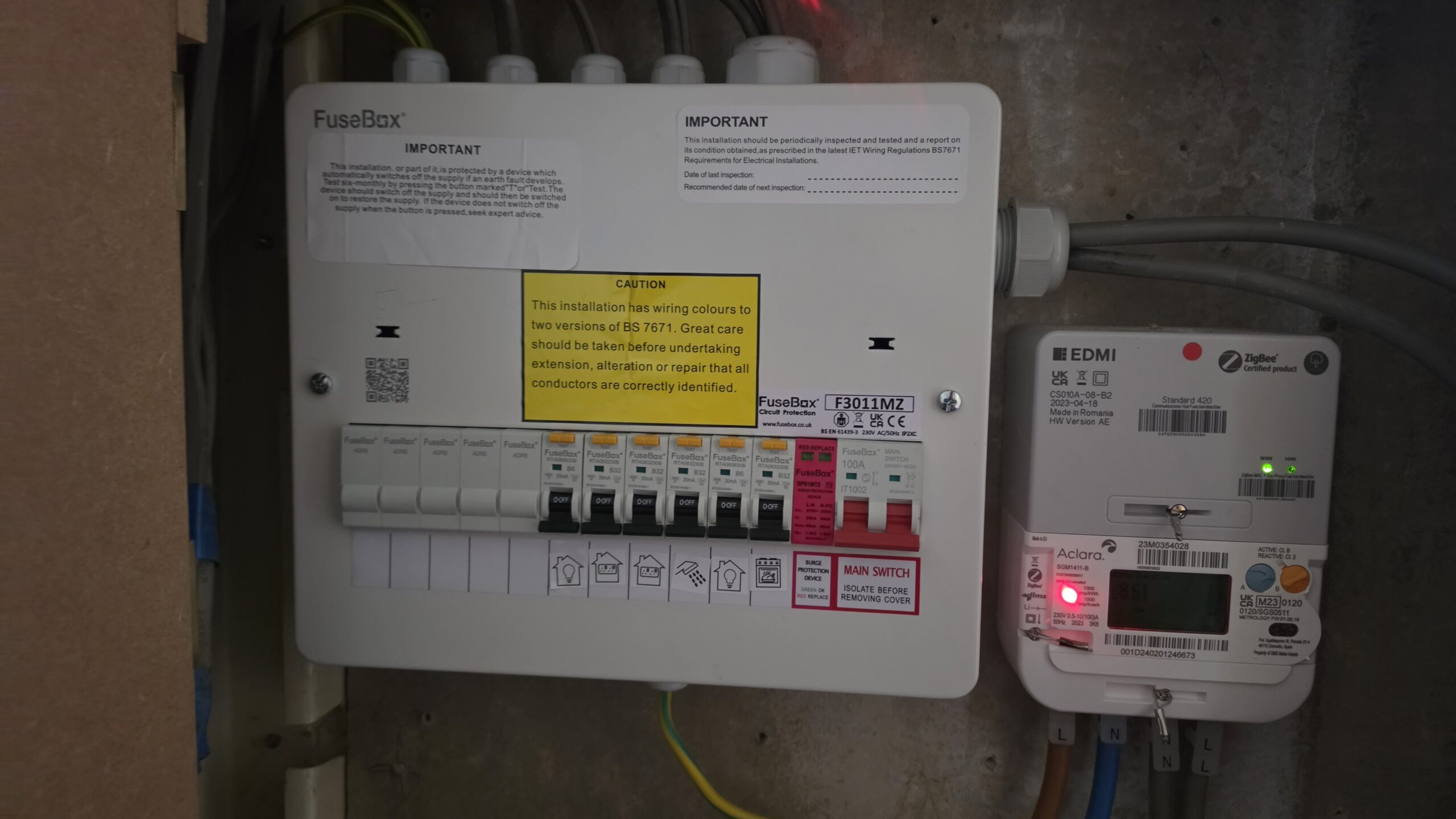 Fusebox consumer unit smart meter installation closeup