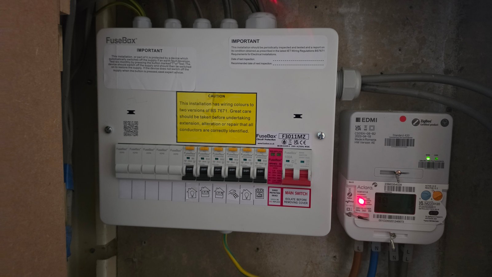 FuseBox consumer unit and smart meter installed in a Rosemount granite flat