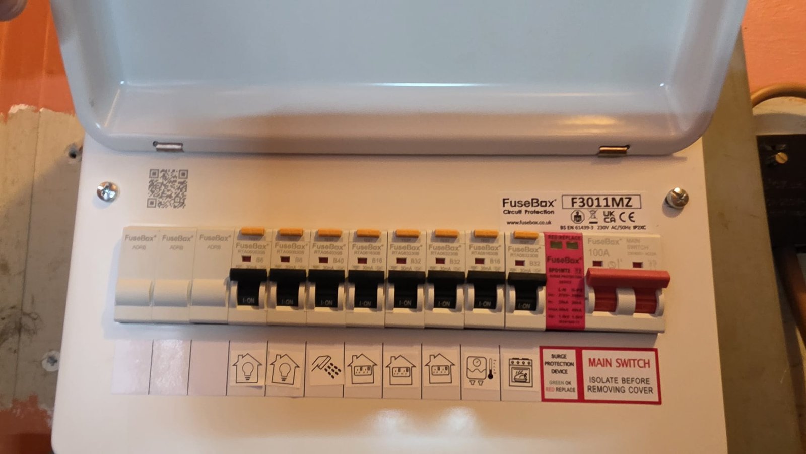 Eleven-circuit FuseBox RCBO consumer unit fitted at a larger Aberdeen property