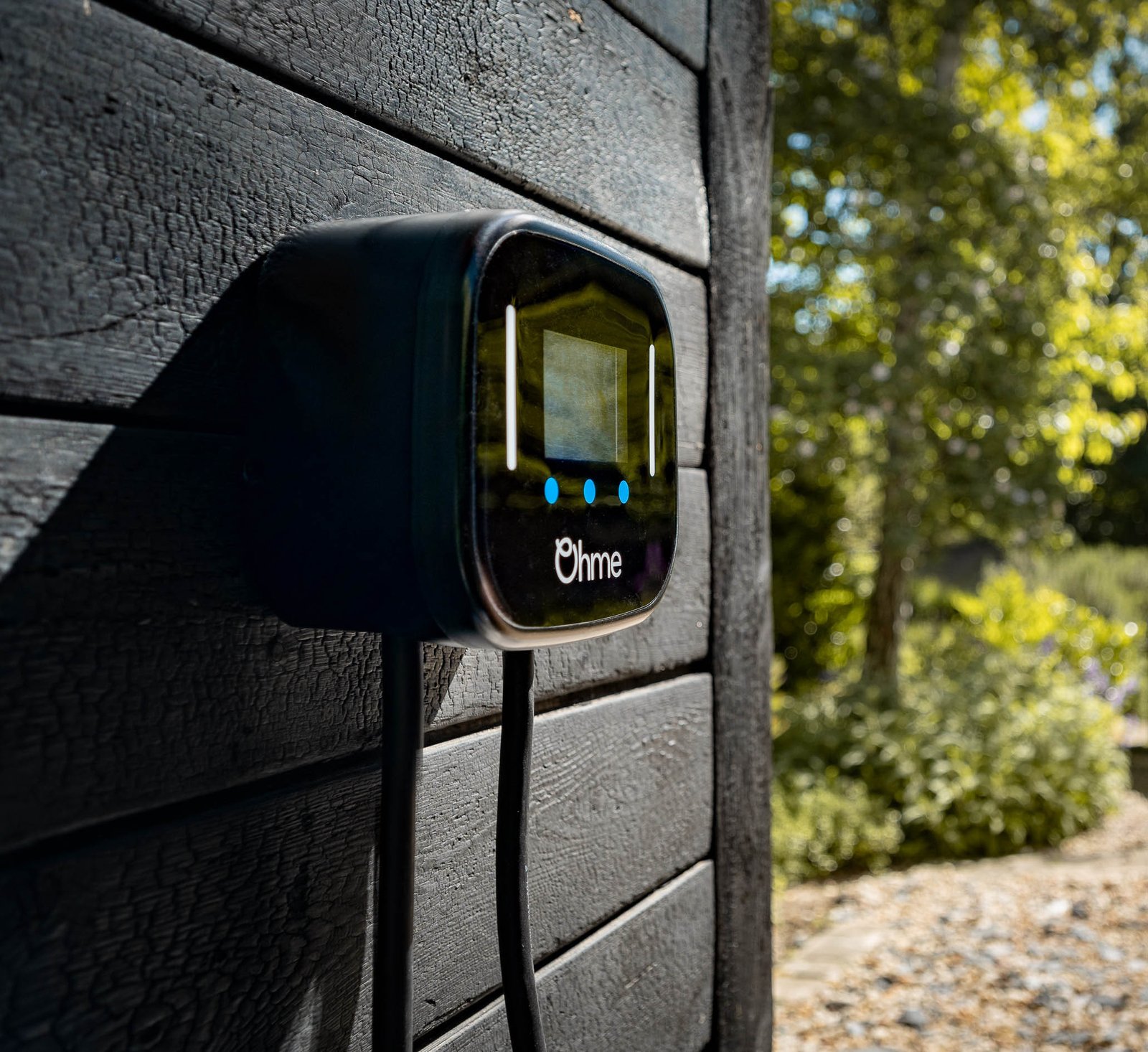 Wall mounted Ohme Home Pro EV charger at a Mannofield home