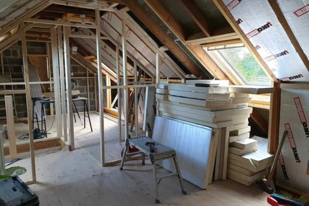 Loft conversion underway at a property in Countesswells, Aberdeen — electrical first fix in progress by Faithful Spark Electricians