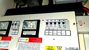 Old MEM consumer unit found during EICR inspection in an Aberdeen flat — typical of 1970s and 1980s tenement conversions