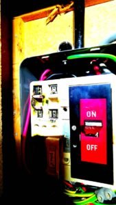 Burnt and damaged consumer unit found during EICR inspection in Aberdeen — a common C1 finding requiring immediate replacement