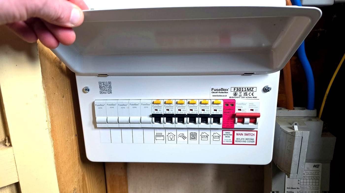 NICEIC approved electrician opening FuseBox RCBO consumer unit for EICR inspection in Fraserburgh Aberdeenshire