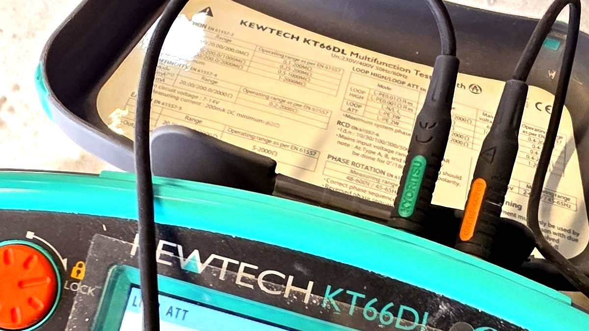 Multifunction tester in use during a landlord EICR in Aberdeenshire