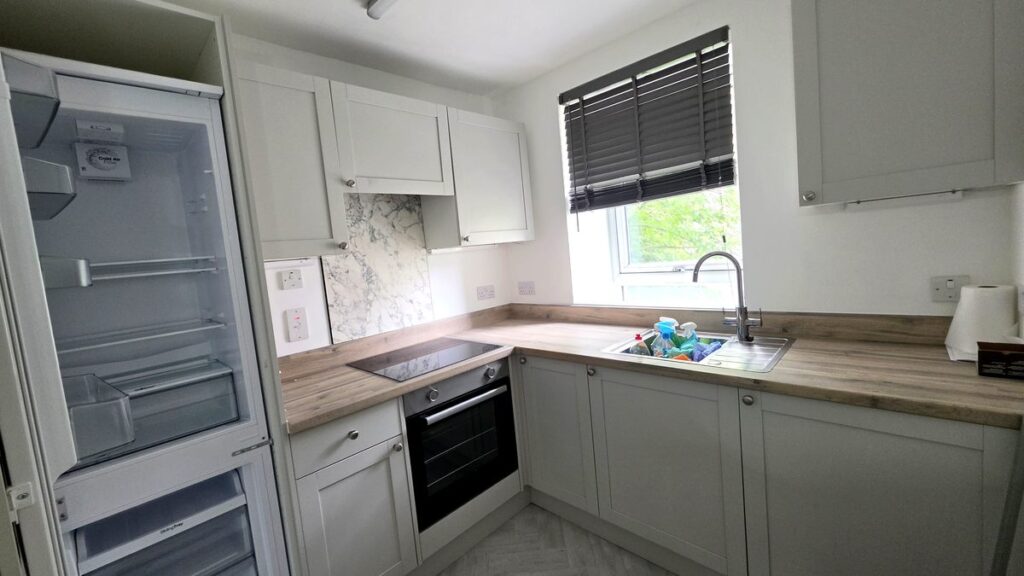 Completed kitchen electrical installation in Fraserburgh property — new sockets, hob connection and appliance circuits installed by Faithful Spark Electricians