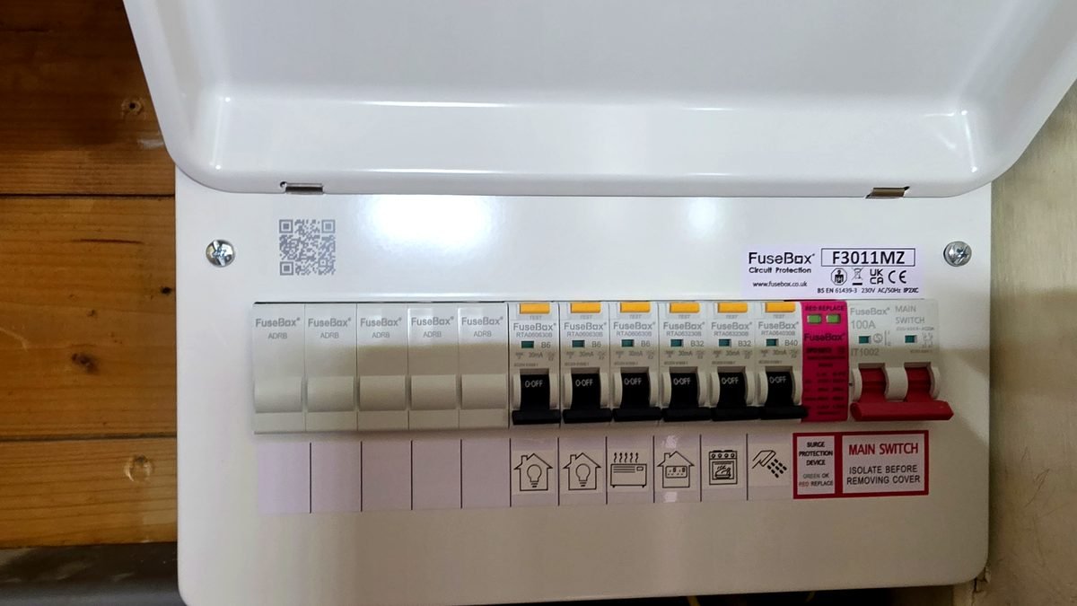 RCBO consumer unit with surge protection device for rental property EV charger circuit in Aberdeenshire