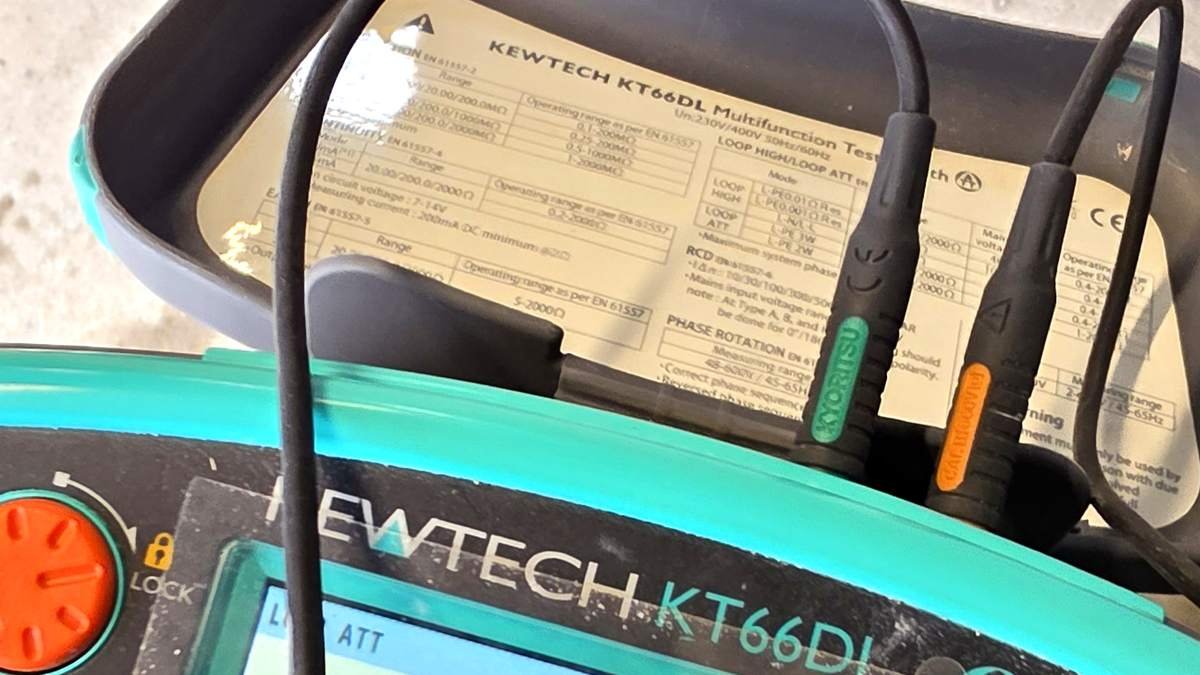 Kewtech KT66DL multifunction tester used during EICR inspection at Ellon rental property