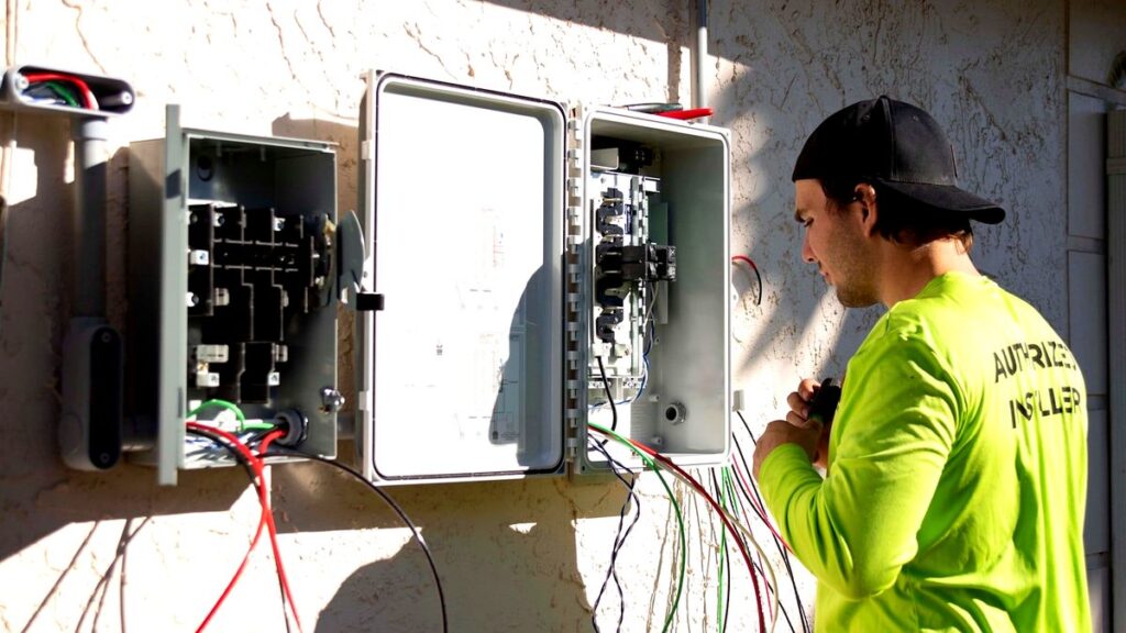 NICEIC approved electrician wiring outdoor security lighting installation in Fraserburgh, Aberdeenshire
